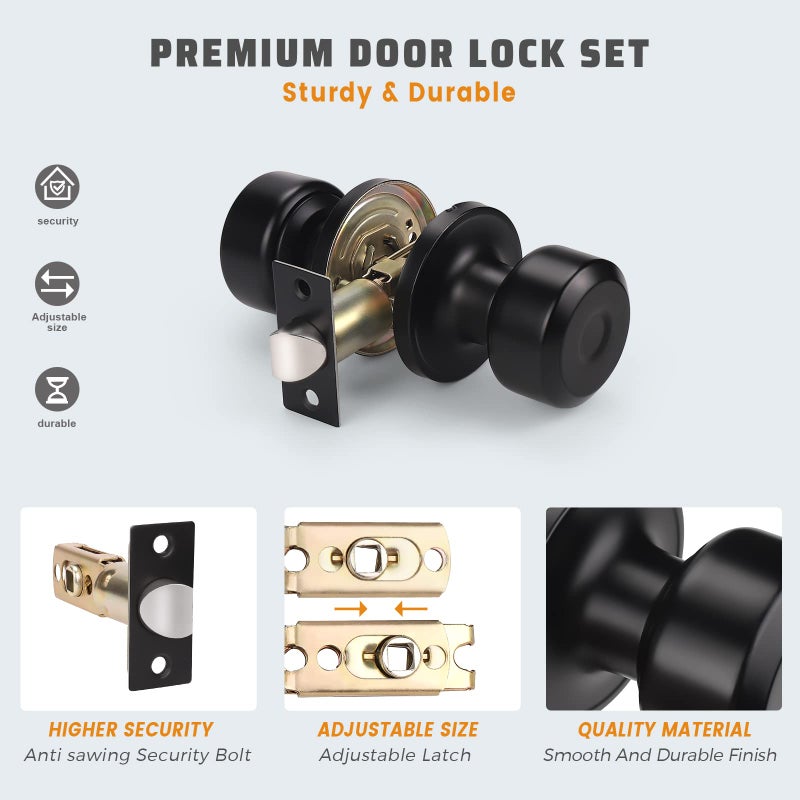 KNOBWELL 6 Pack Matte Black Passage Door Knobs, Interior Door Knob for Closet Hallway Doors, Keyless Indoor Door Handle - Image 4